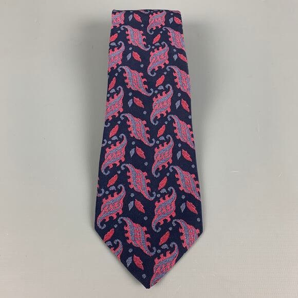 VALENTINO Navy Multi-Color Paisley Silk Tie - Picture 2 of 5